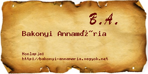 Bakonyi Annamária névjegykártya