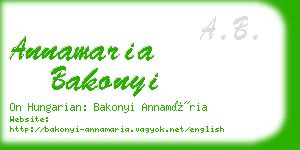 annamaria bakonyi business card